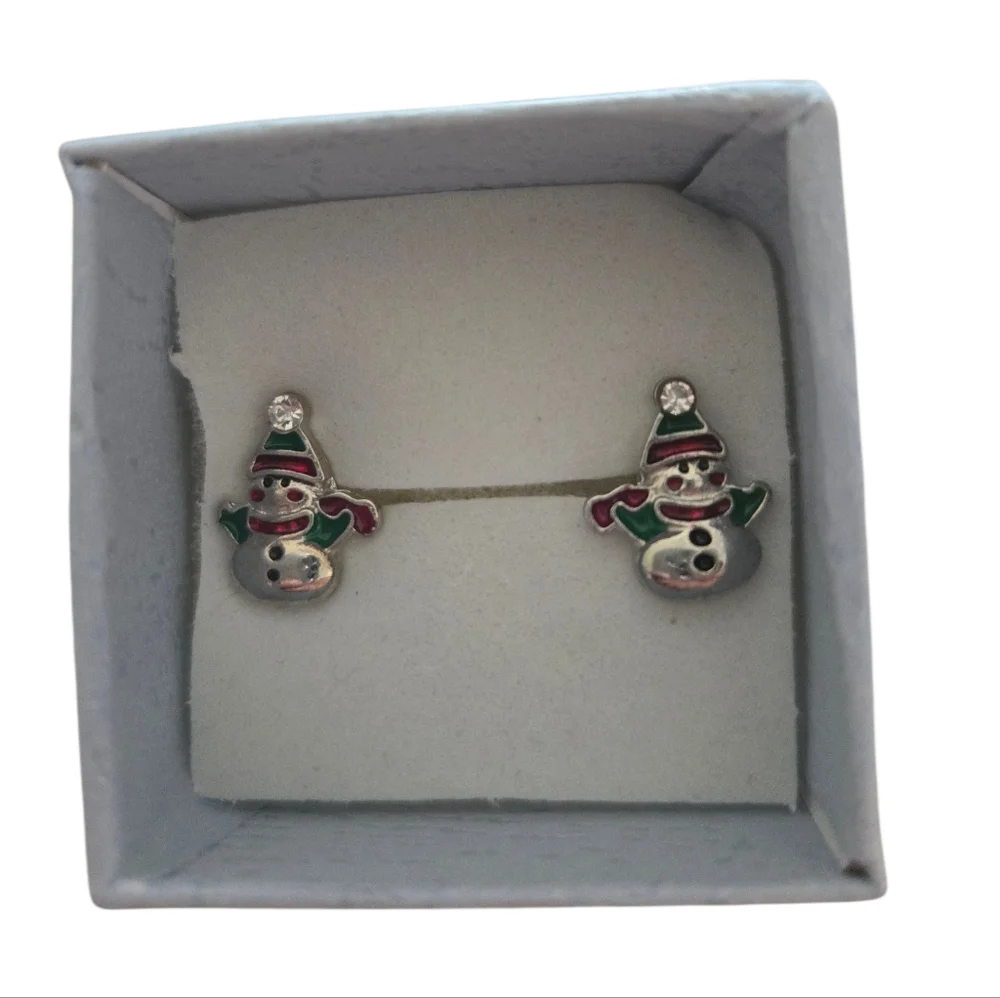 Silver‎ Snowman Earrings